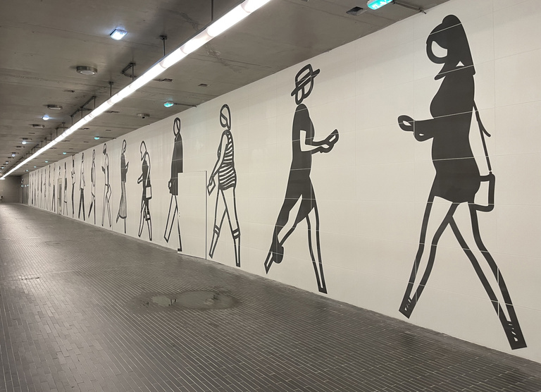 Jérôme Sans - 5. Julian Opie. Promenade a Paris. 2024. Porte de Clichy Metro Station, Paris. Permanent installation.jpg