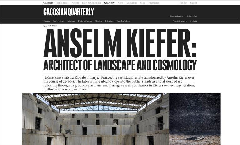 Jérôme Sans - ANSELM KIEFER : ARCHITECT OF LANDSCAPE AND COSMOLOGY